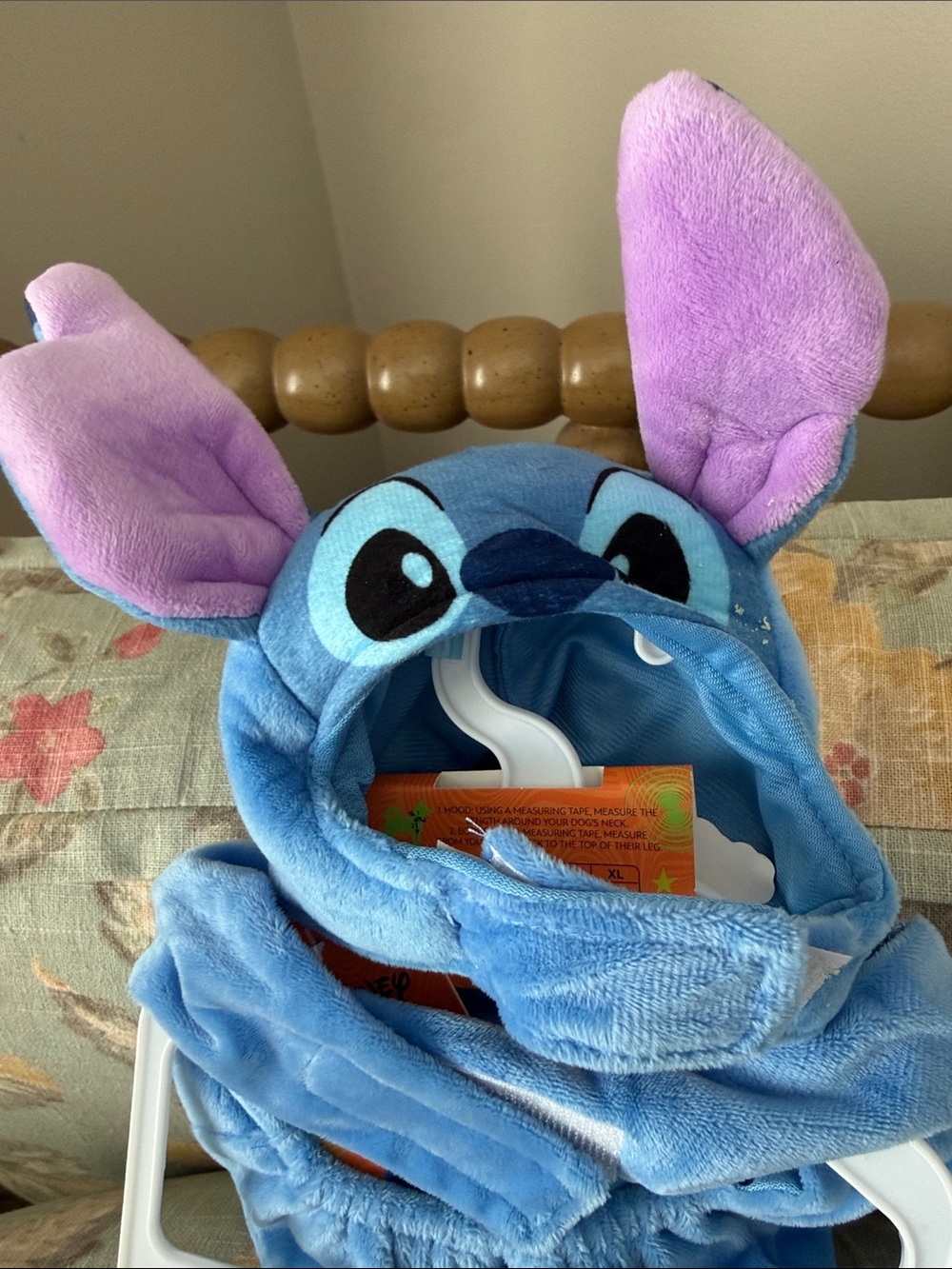 Disney Blue Stitch Plush Hooded Sog Costume with Purple Ears